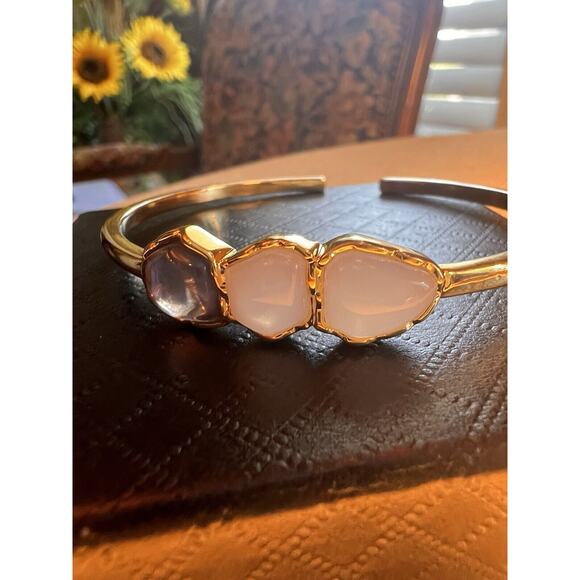 3 Stone Gold Plated Cuff Bracelet--Handmade Custom from Etsy - Picture 6 of 11